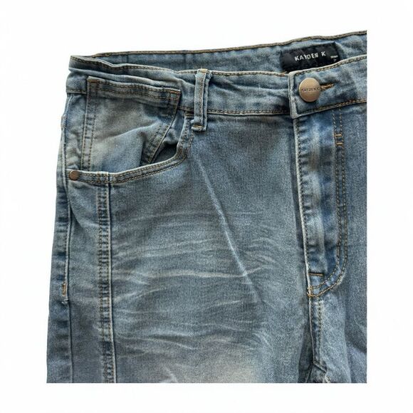 🔥4/$25 Kayden K Men’s Distressed Light Wash Skinny Jeans Size 34 Blue Denim - Picture 4 of 9